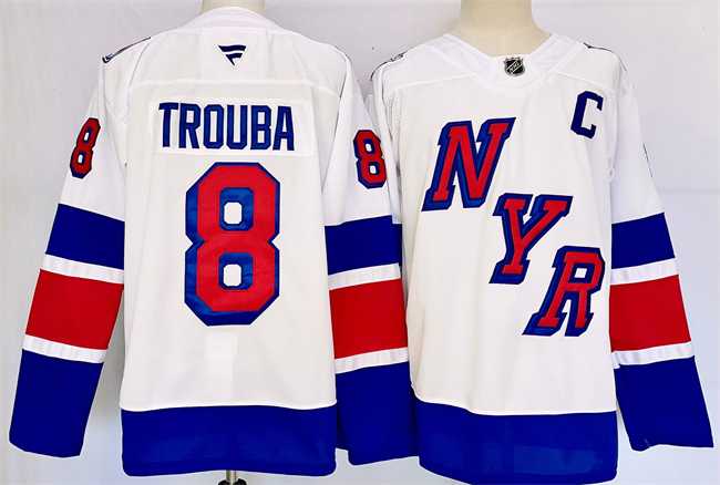 Mens New York Rangers #8 Jacob Trouba White 2024-25 Stadium Series Stitched Jersey